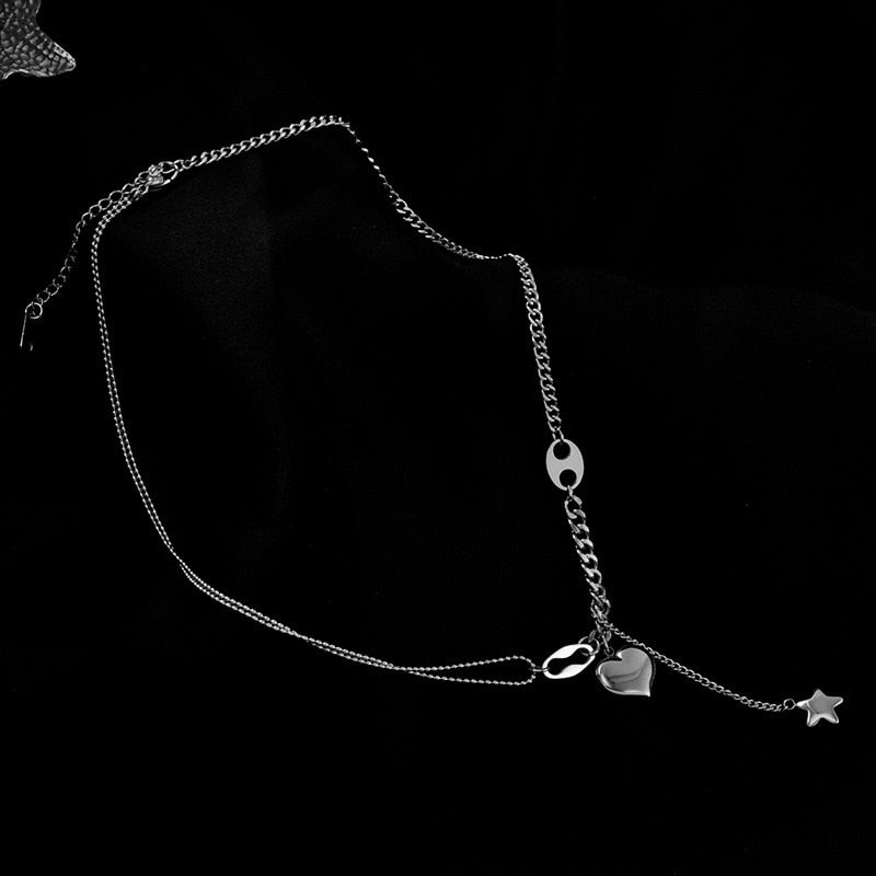 Colliers Pendentif Cœur Étoile Chaîne