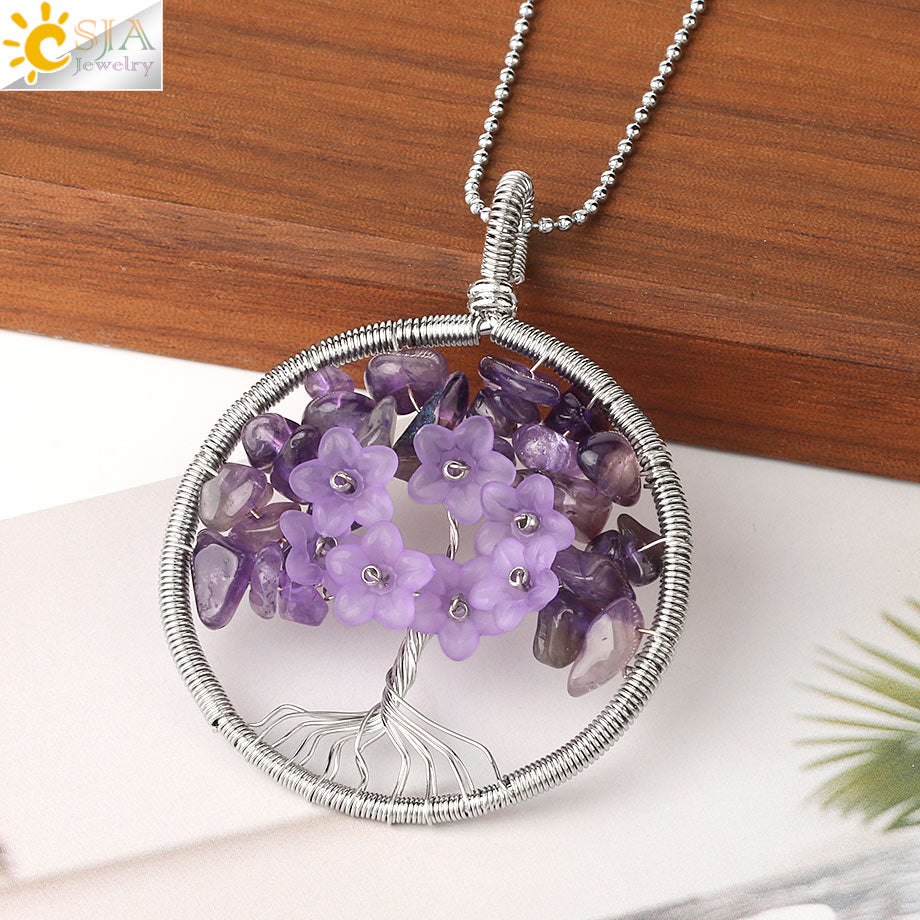 Pendentif Arbre de Vie en Pierre Naturelle