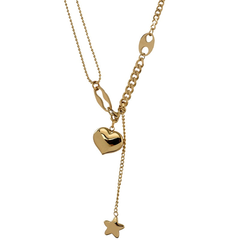 Colliers Pendentif Cœur Étoile Chaîne