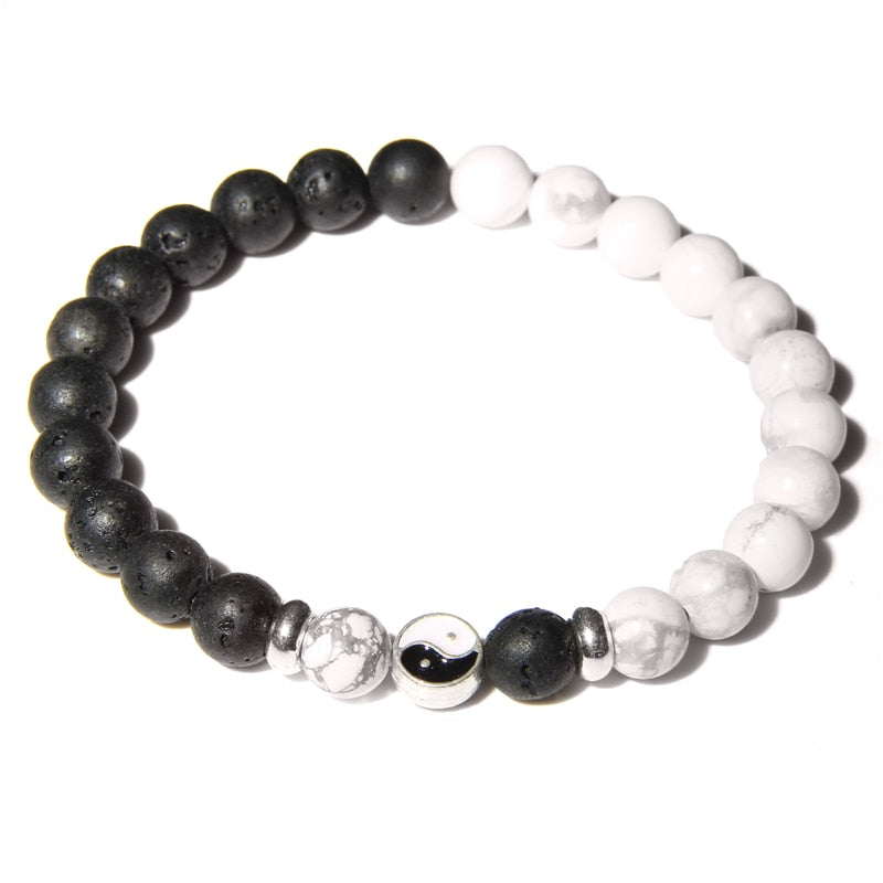 Bracelets Yin Yang Howlite et Onyx
