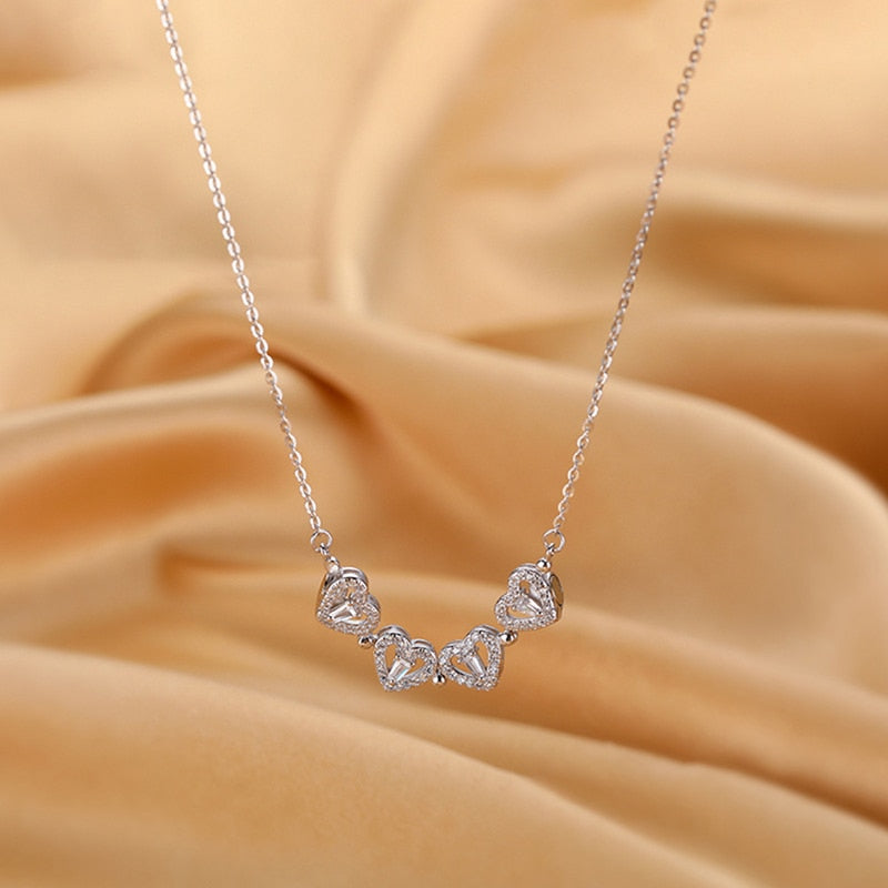 Bijoux Pendentif Cœur Trèfle à Quatre Feuilles