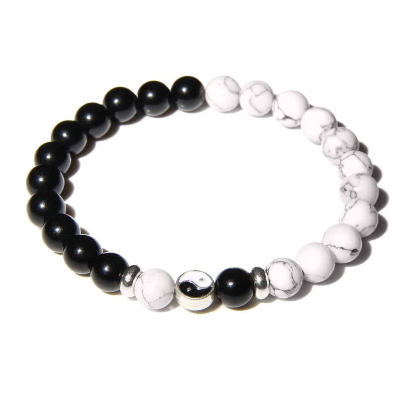 Bracelets Yin Yang Howlite et Onyx