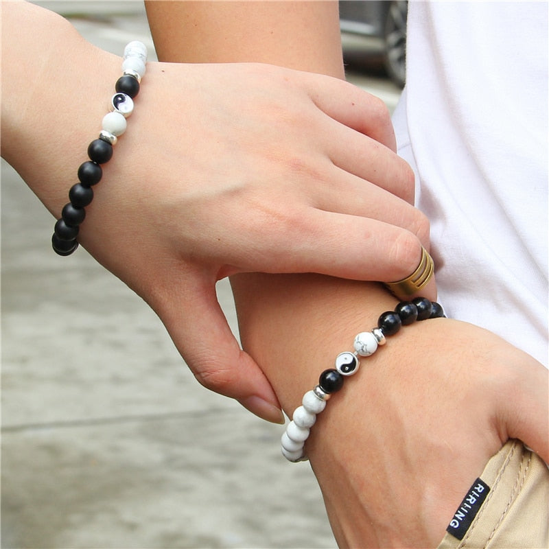 Bracelets Yin Yang Howlite et Onyx