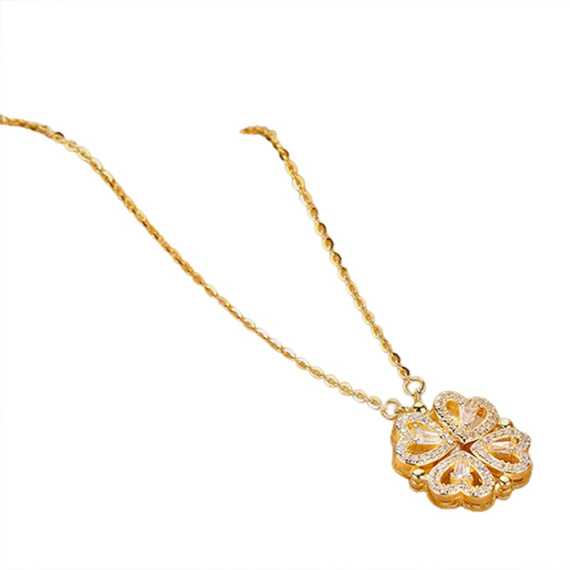 Bijoux Pendentif Cœur Trèfle à Quatre Feuilles
