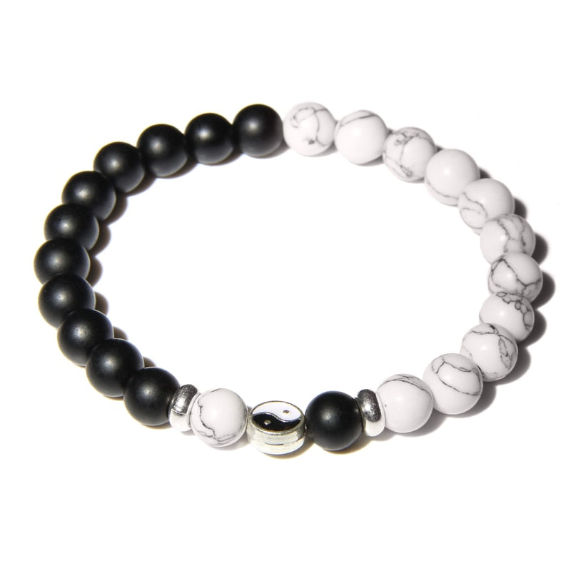 Bracelets Yin Yang Howlite et Onyx