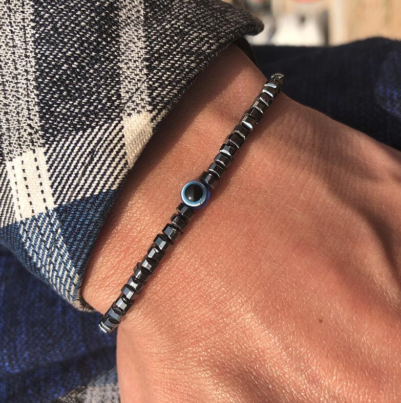 Bracelet Perles Contre le Mauvais œil Pierre Naturelle 4 mm