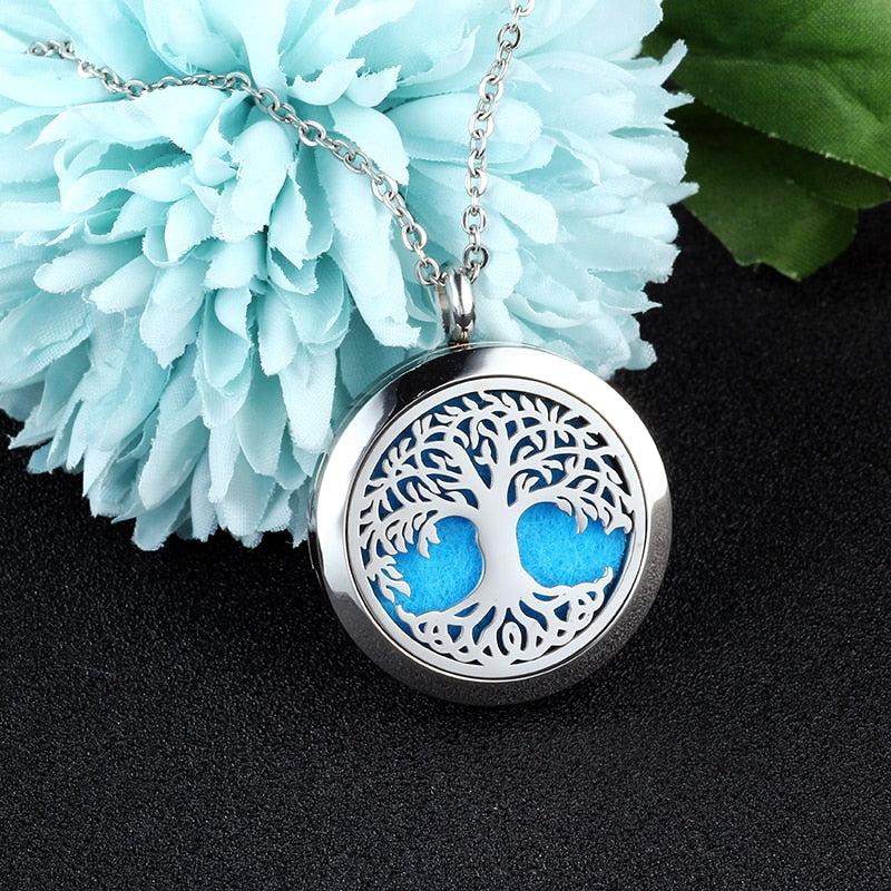 Pendentif Arbre de Vie Acier + Collier