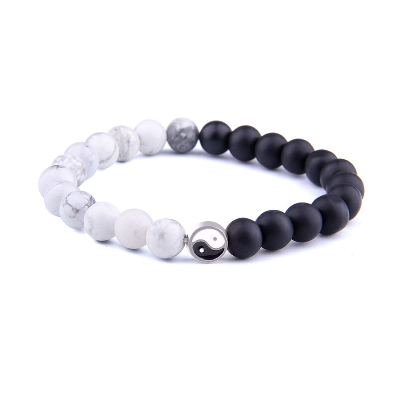 Bracelets Yin Yang Howlite et Onyx