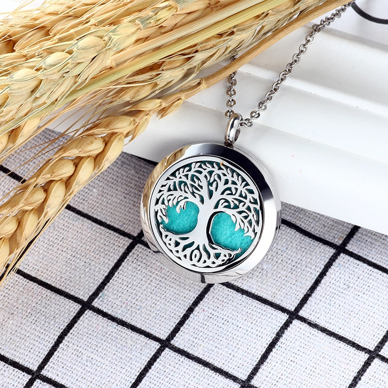 Pendentif Arbre de Vie Acier + Collier