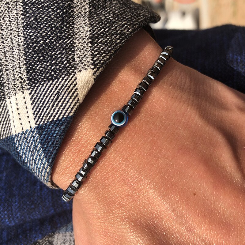 Bracelet Perles Contre le Mauvais œil Pierre Naturelle 4 mm