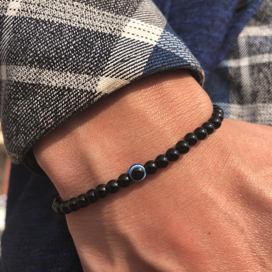 Bracelet Perles Contre le Mauvais œil Pierre Naturelle 4 mm