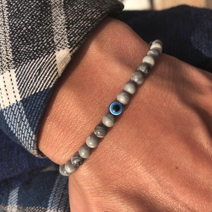 Bracelet Perles Contre le Mauvais œil Pierre Naturelle 4 mm