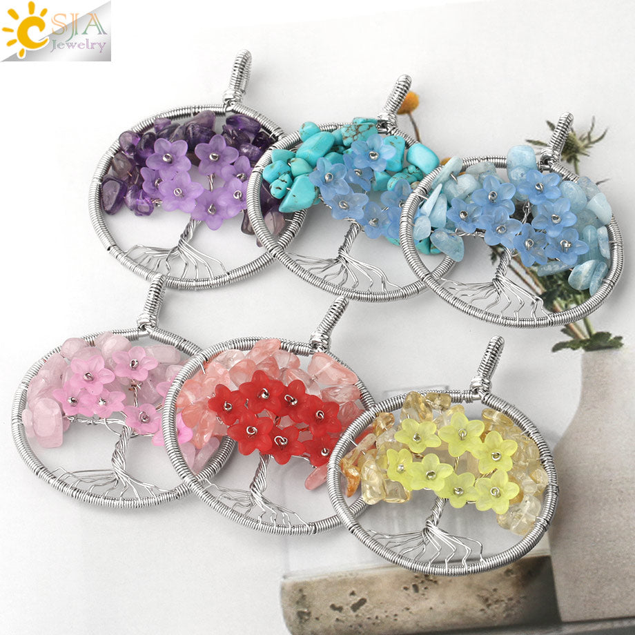 Pendentif Arbre de Vie en Pierre Naturelle