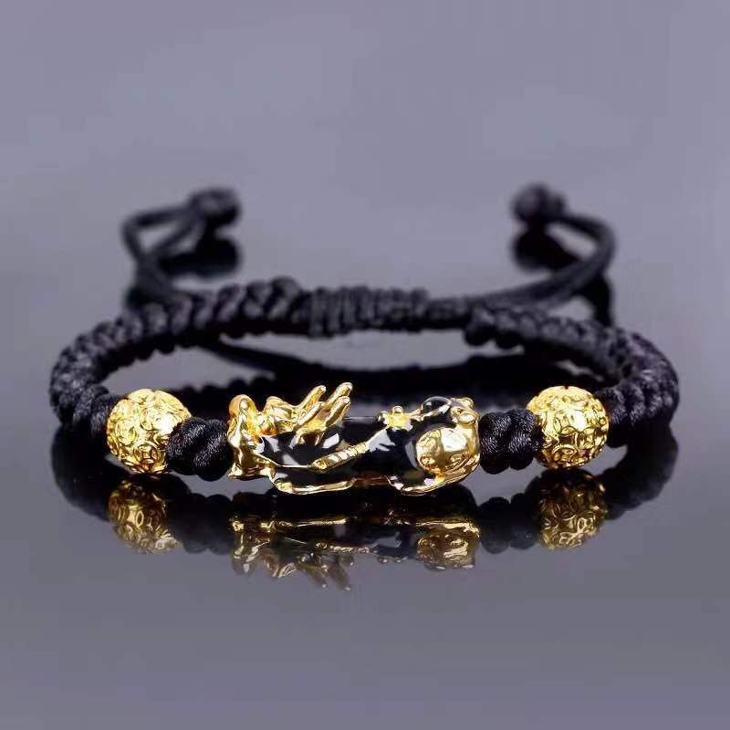 Bracelet Pixiu Porte Bonheur Chinois Obsidienne noire