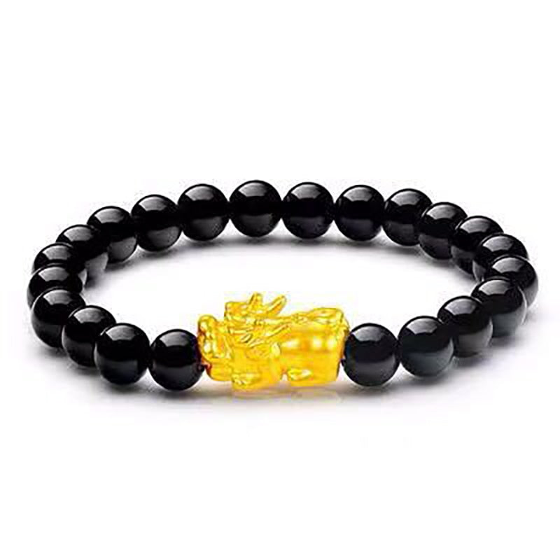 Bracelet Pixiu Porte Bonheur Chinois Obsidienne noire