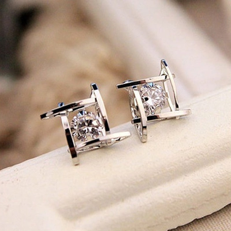 Boucle d'Oreille Carré Zircons