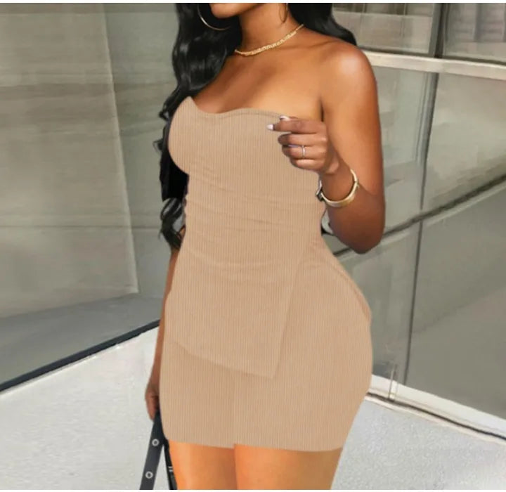 Two Piece Summer Outfits Women 2024 Fashion Sleeveless Top & Solid Shorts Y2k Casual Versatile Knit Suit for Female Streetwear