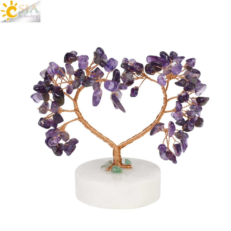Arbre 7 Chakras à Pierres Attire Argent en Cristal Naturel