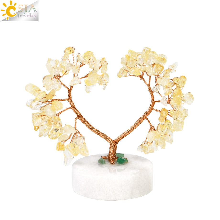 Arbre 7 Chakras à Pierres Attire Argent en Cristal Naturel