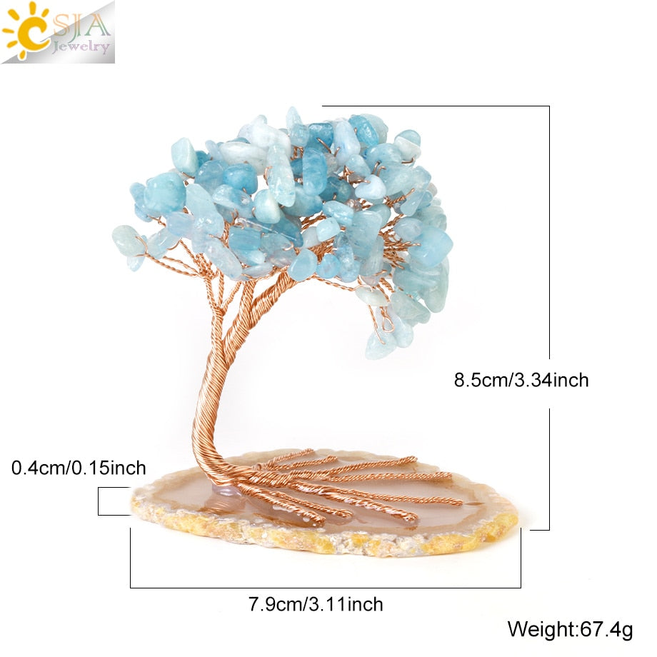 Arbre 7 Chakras à Pierres Attire Argent en Cristal Naturel