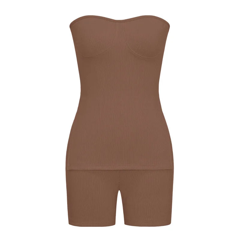Two Piece Summer Outfits Women 2024 Fashion Sleeveless Top & Solid Shorts Y2k Casual Versatile Knit Suit for Female Streetwear