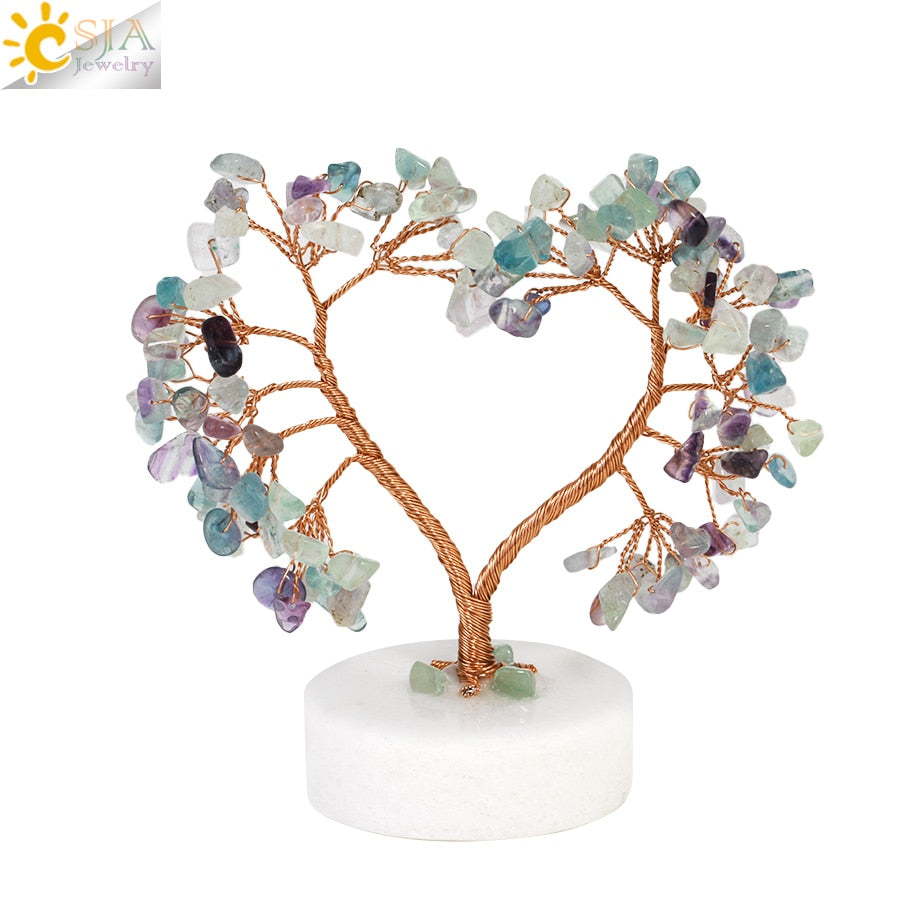 Arbre 7 Chakras à Pierres Attire Argent en Cristal Naturel