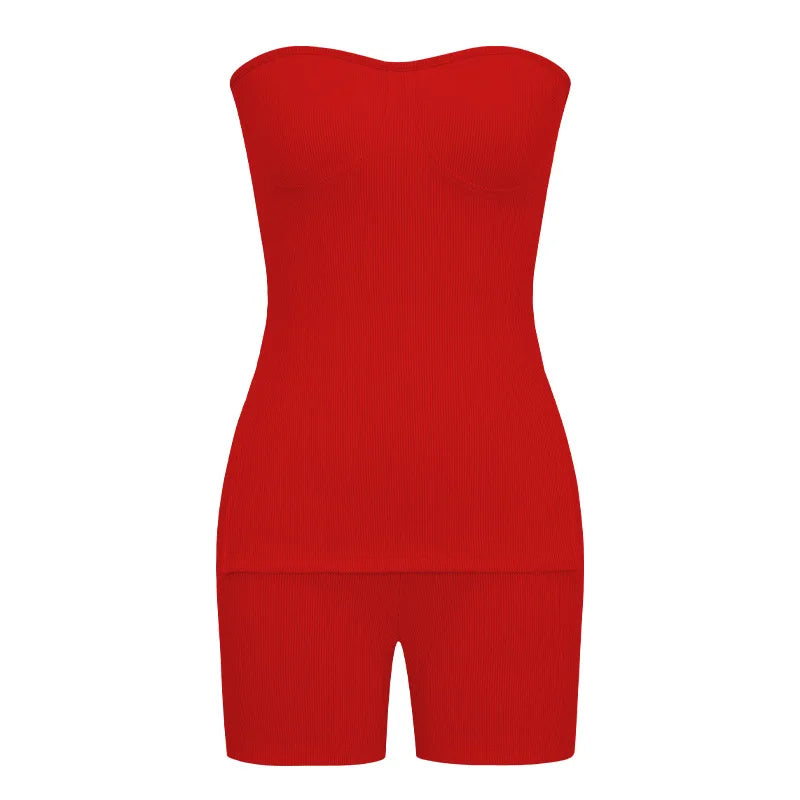Two Piece Summer Outfits Women 2024 Fashion Sleeveless Top & Solid Shorts Y2k Casual Versatile Knit Suit for Female Streetwear