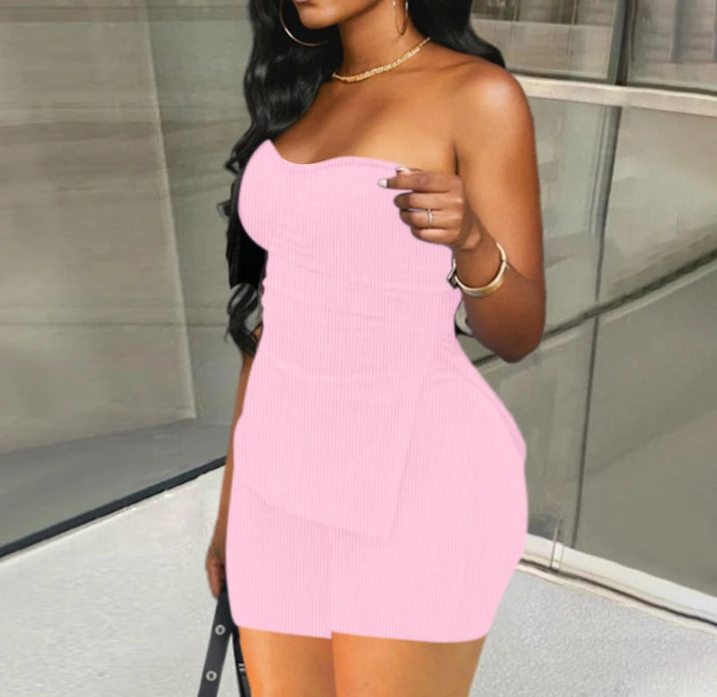 Two Piece Summer Outfits Women 2024 Fashion Sleeveless Top & Solid Shorts Y2k Casual Versatile Knit Suit for Female Streetwear
