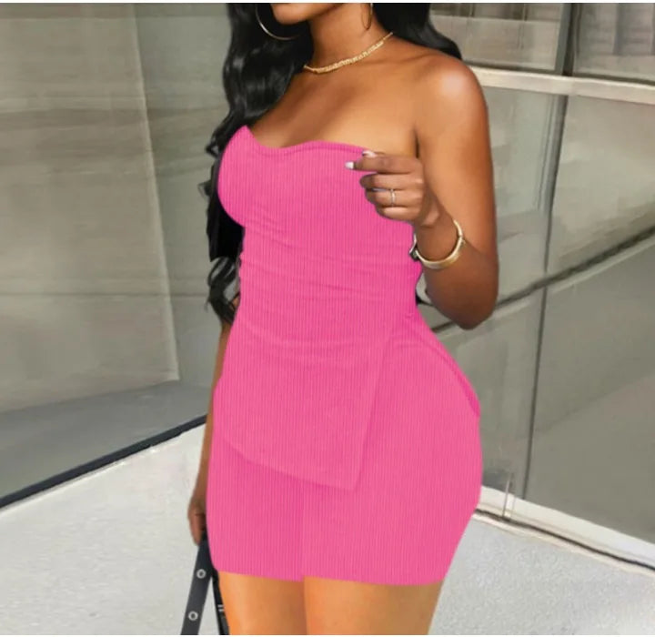 Two Piece Summer Outfits Women 2024 Fashion Sleeveless Top & Solid Shorts Y2k Casual Versatile Knit Suit for Female Streetwear