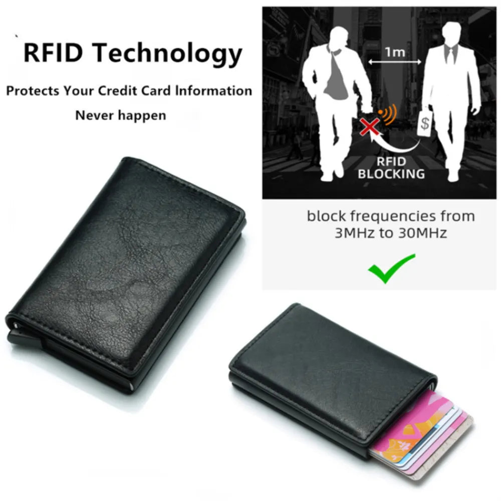 Portefeuille Homme Anti Rfid blocage protège cuir