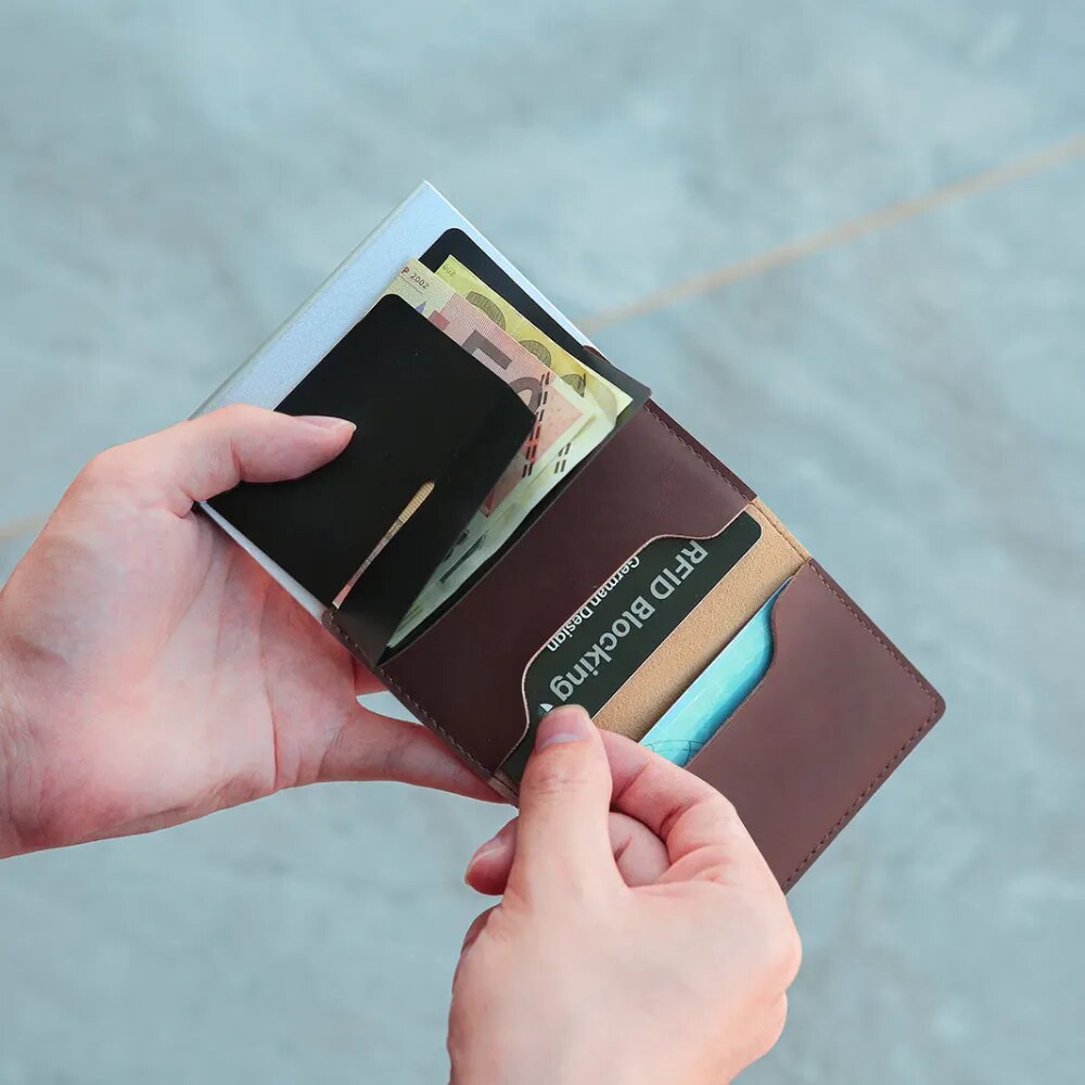 Portefeuille Homme Anti Rfid blocage protège cuir