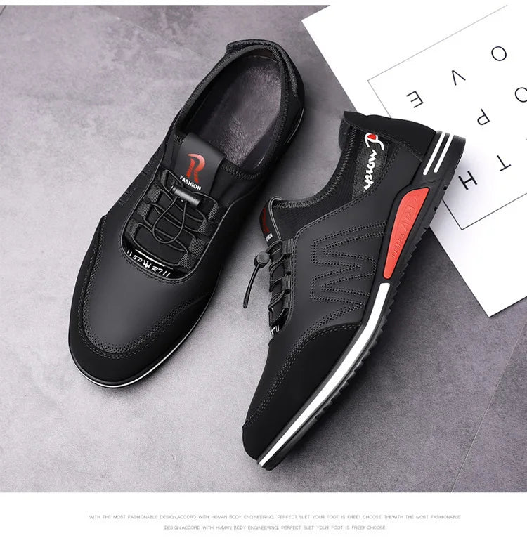 2023 New Men Casual Shoes Fashion Soft Soled Male Casual Driving Shoes Breathable Flat Lace-Up Soft Bottom Men Light Sneakers