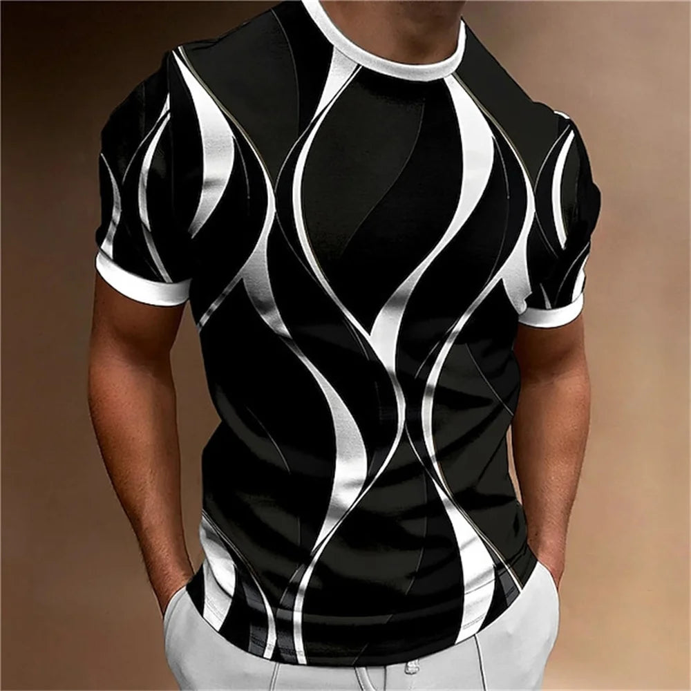 T-shirt imprimé rayé 3D