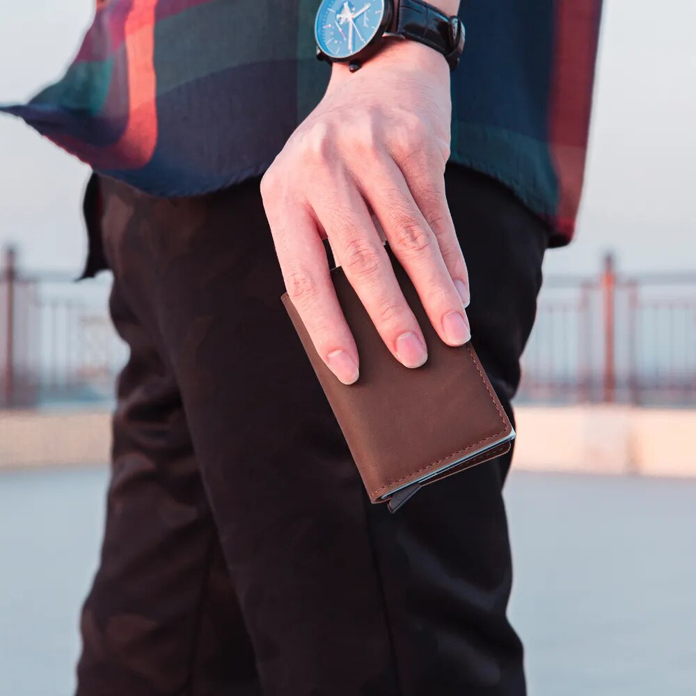 Portefeuille Homme Anti Rfid blocage protège cuir
