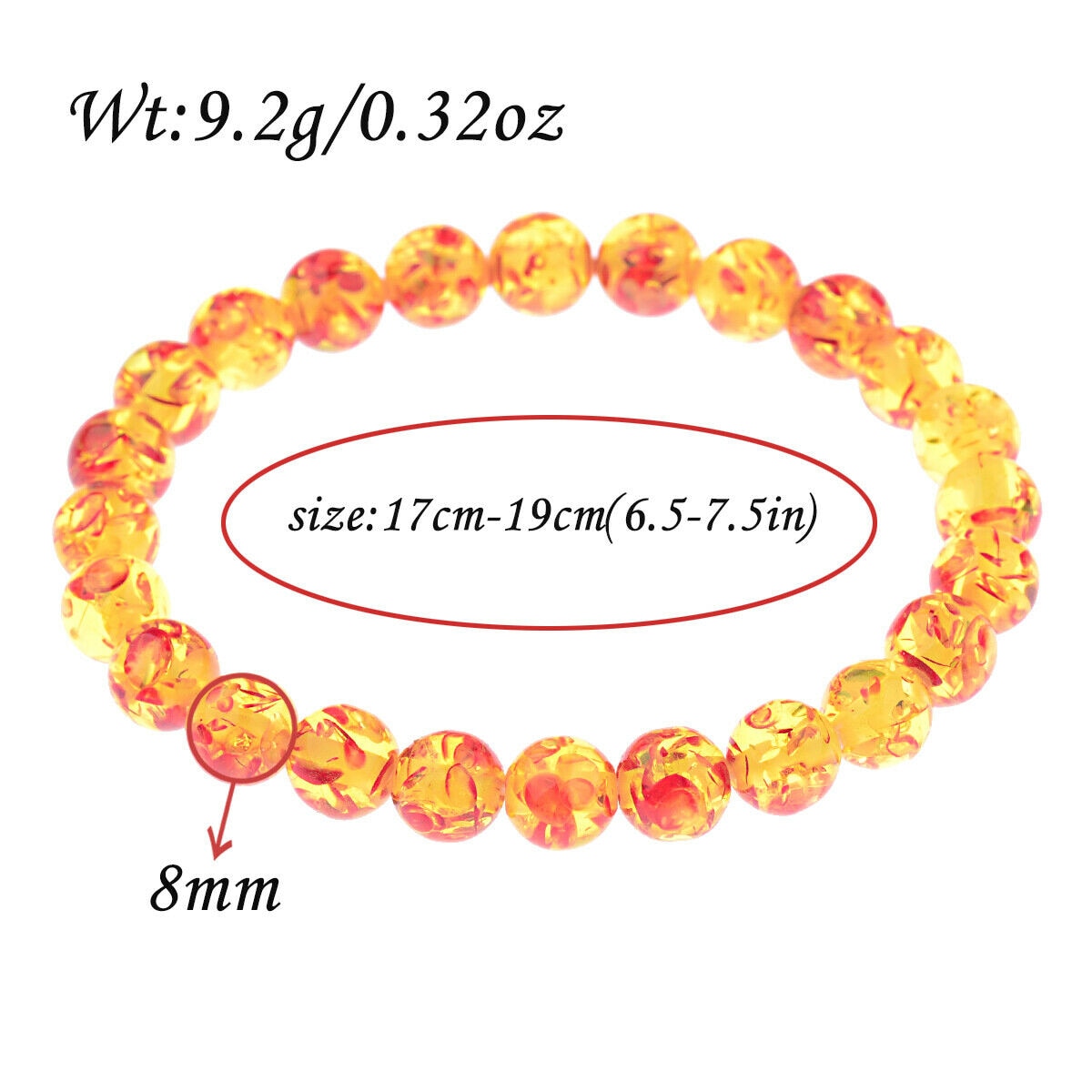 Bracelets Ambre Jaune 8mm