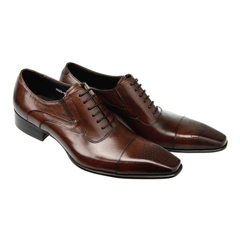 Chaussure luxe Homme Cuir bout carré