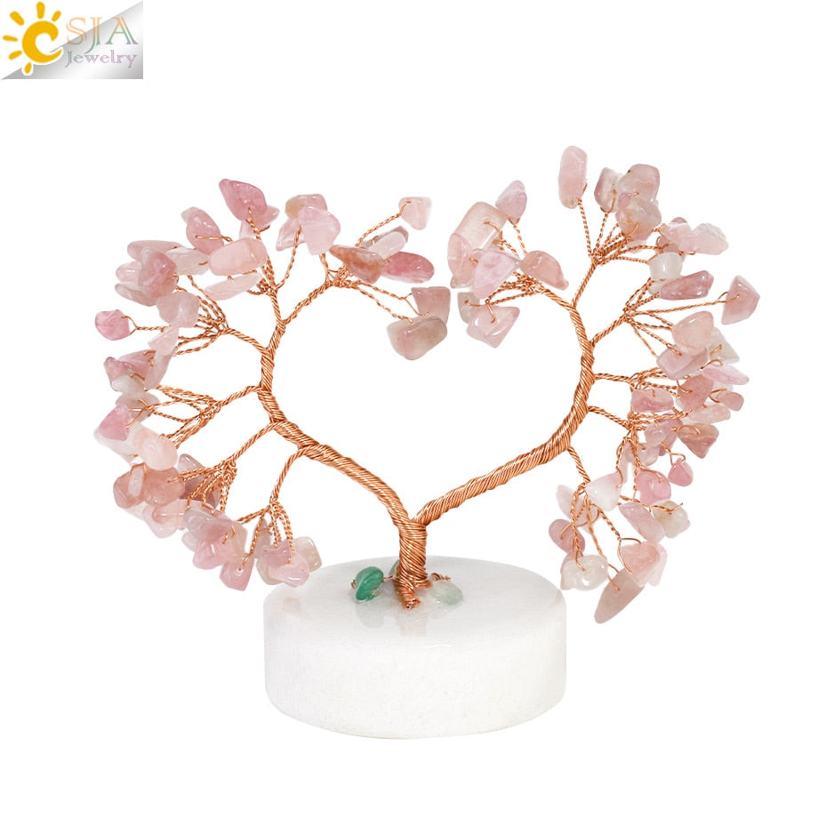 Arbre 7 Chakras à Pierres Attire Argent en Cristal Naturel