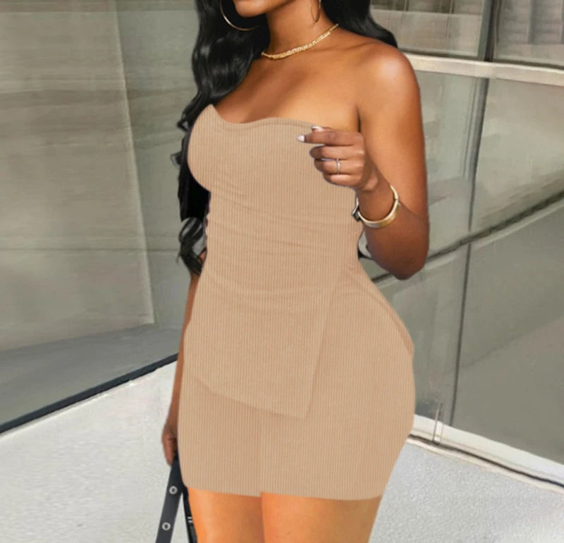 Two Piece Summer Outfits Women 2024 Fashion Sleeveless Top & Solid Shorts Y2k Casual Versatile Knit Suit for Female Streetwear