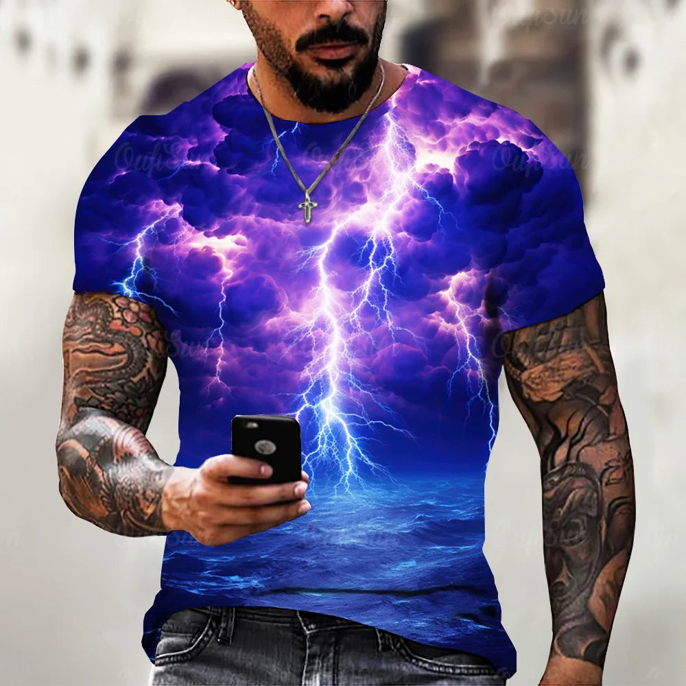 T-Shirt Foudre Eclaires à Manches Courtes