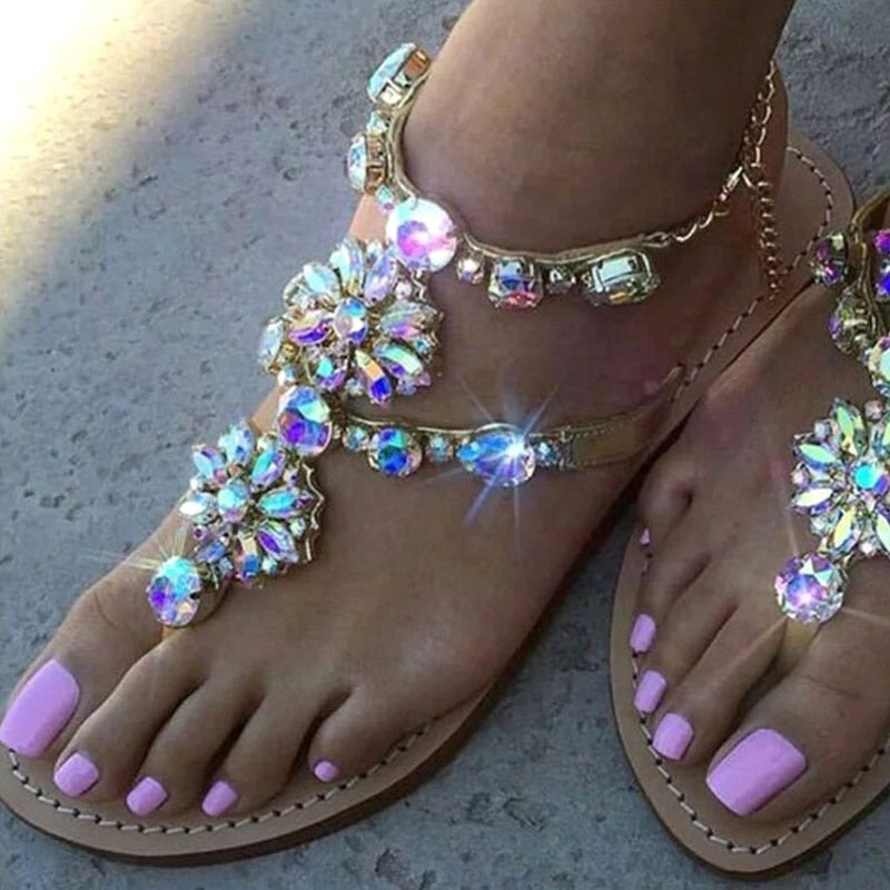 Sandales Femme Strass Chaînes
