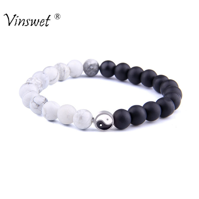 Bracelets Yin Yang Howlite et Onyx
