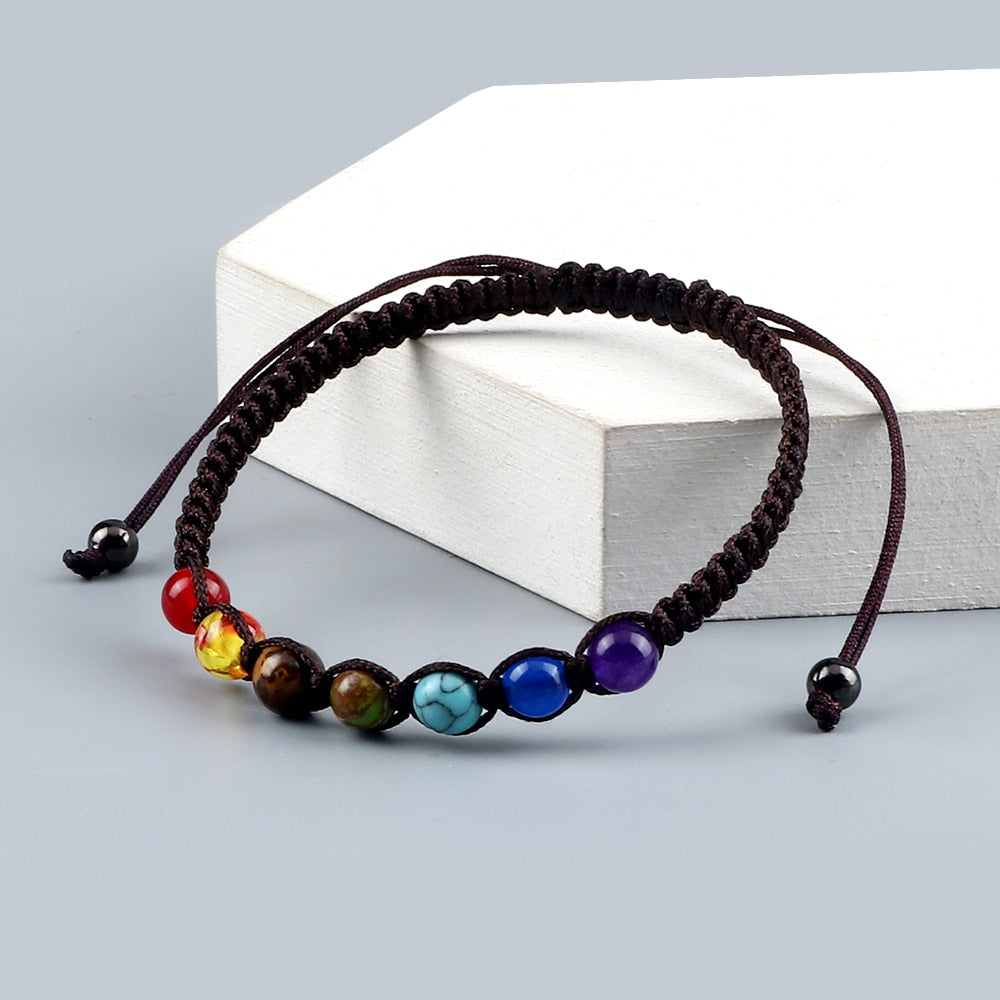 Bracelet 7 Chakra 6mm Pierre Naturelle