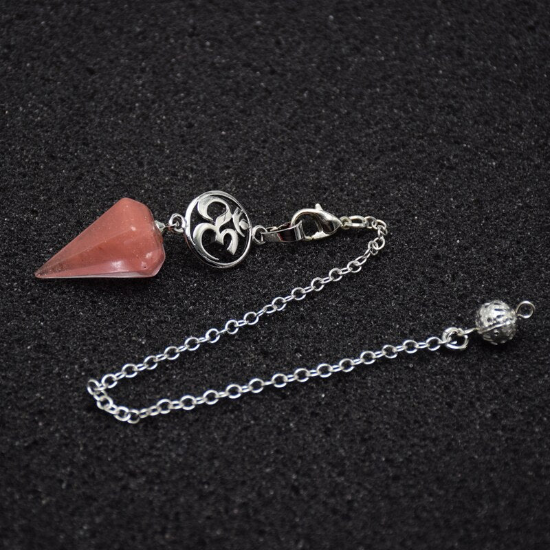 Natural Stone Crystal Pendulum for Dowsing Spiritual Pendulums Esoteric Healing Reiki Chakra Hexagonal Pointed Pendant Pendulos