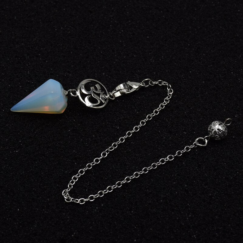 Natural Stone Crystal Pendulum for Dowsing Spiritual Pendulums Esoteric Healing Reiki Chakra Hexagonal Pointed Pendant Pendulos