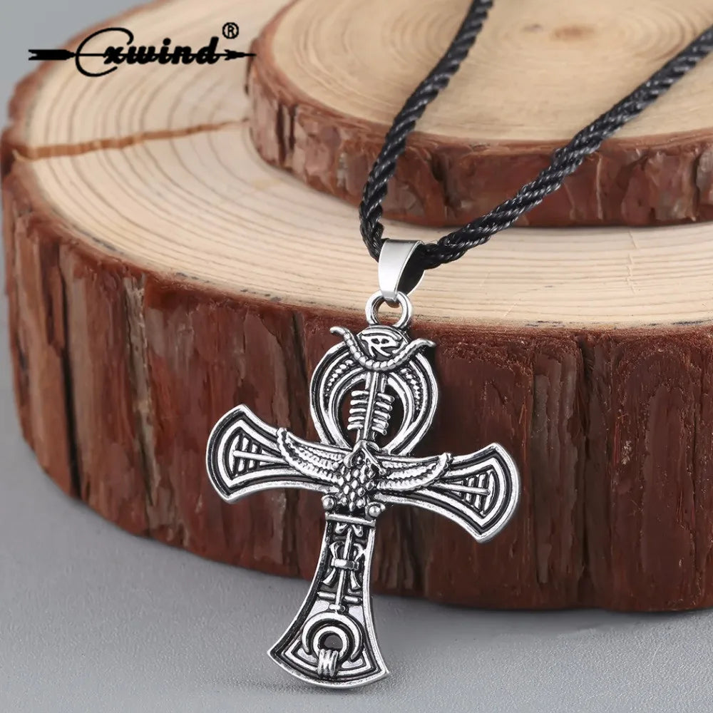 Cxwind Egyptian Ankh Cross Pendant Necklace for Woman Girl Man Gift  Antique Viking Symbol Necklaces Jewelry