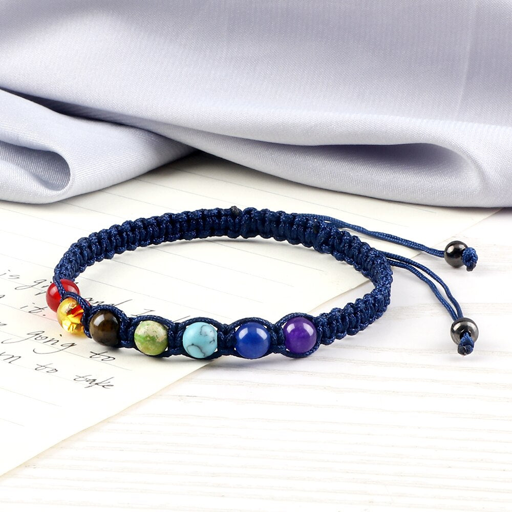 Bracelet 7 Chakra 6mm Pierre Naturelle