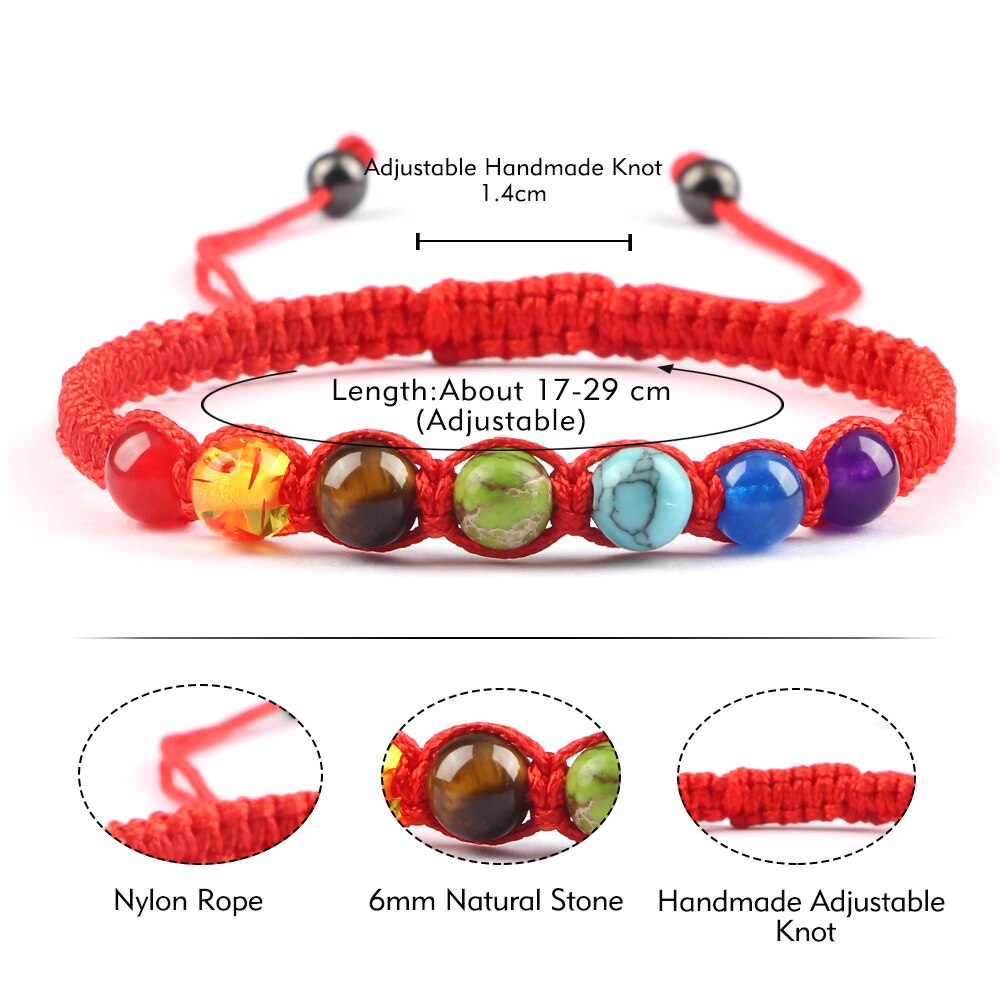 Bracelet 7 Chakra 6mm Pierre Naturelle