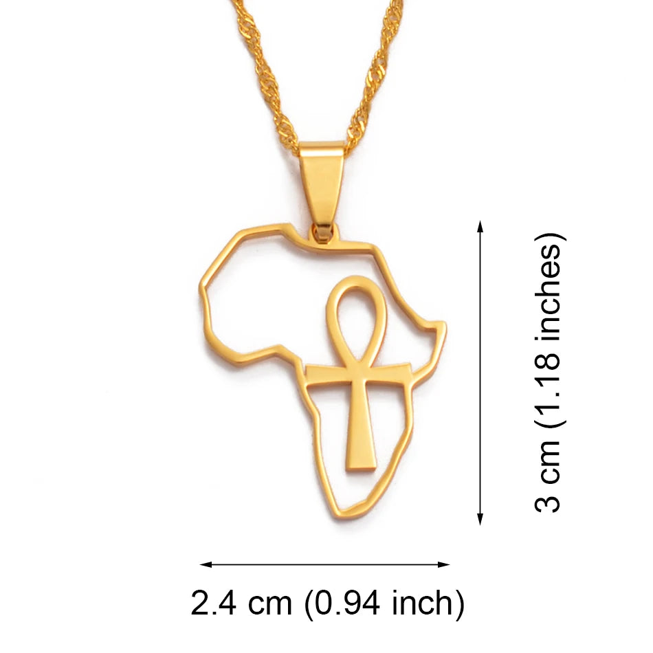 Collier carte de l'Afrique & Pendentif Ankh