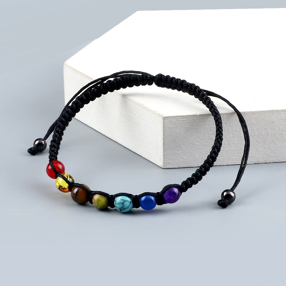 Bracelet 7 Chakra 6mm Pierre Naturelle