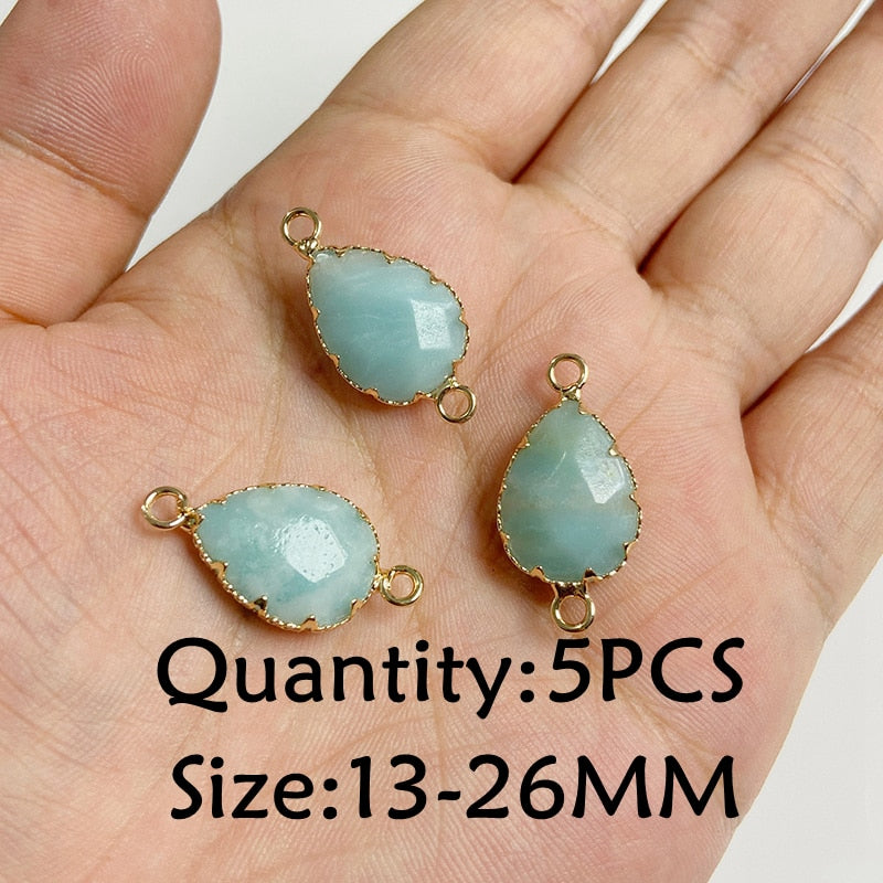 Natural Stone Amazonite Pendant Blue Semi-precious Pendants Connector Charm Make Jewelry Necklace Earring Accessories Finding